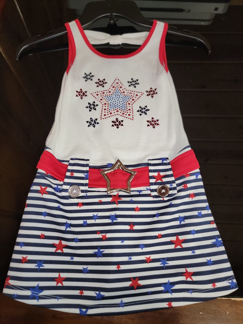 Girls Patriotic Star Tank Dress - Red White Blue